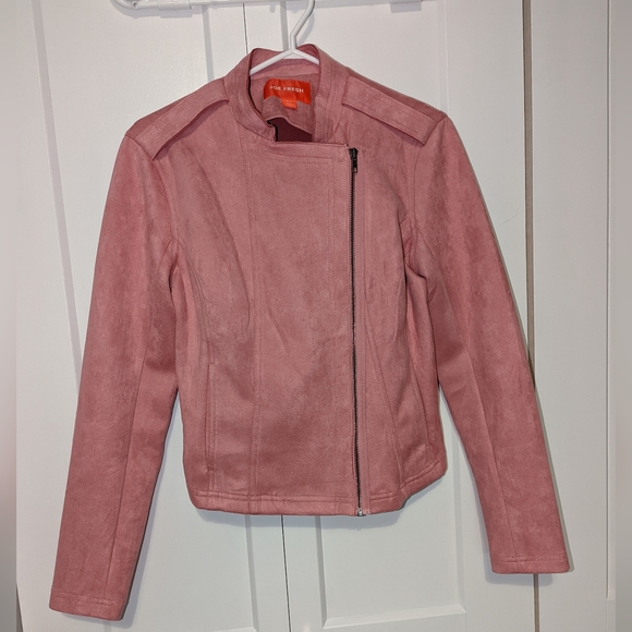 JOE FRESH PINK FAUX SUEDE MOTO JACKET - Picture 4 of 9